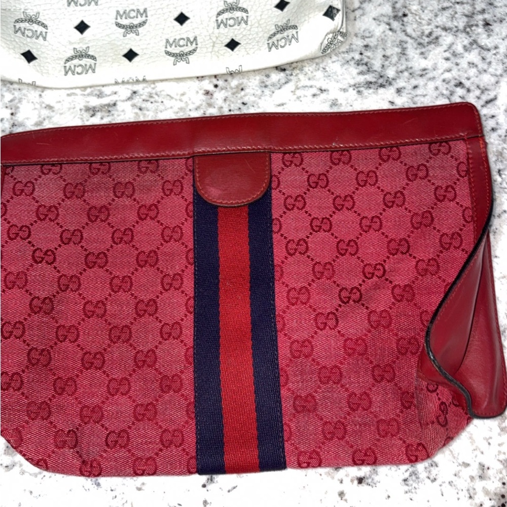 Gucci Red and Navy Clutch